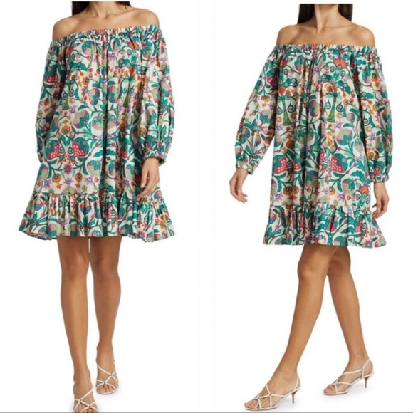 LA Double J Paloma Mini Dress in Tree of Life Bianco Print Size Medium - Picture 3 of 13